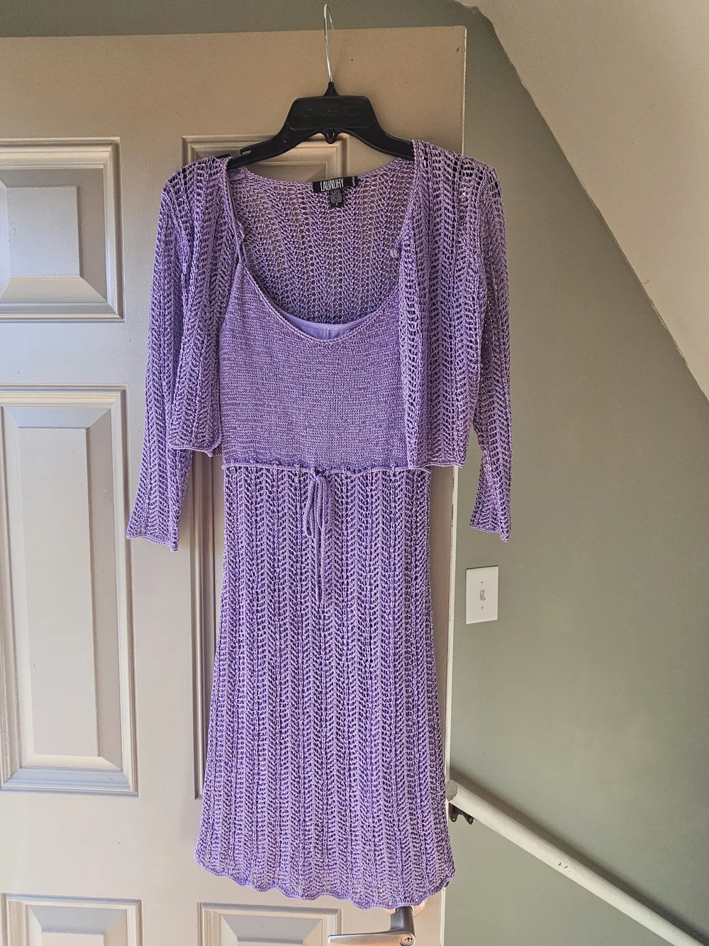 Laundry By Shelli Segal Lavender Knit Dress with Cropped Shrug S - Picture 1 of 5